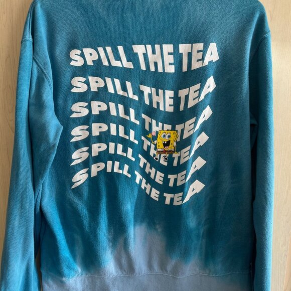 Sponge Bob Size Med Blue Green Tie Dye Lightweight Sweatshirt Spill The Tea - Picture 7 of 7